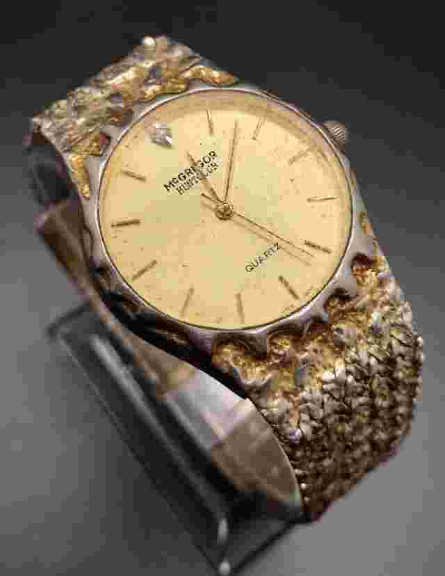 Vintage McGregor Gold Nugget Style Mens Watch, Damaged, Needs Battery/Repair