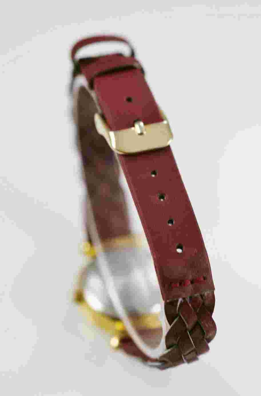 Luis Santini Watch Women Stainless Steel Gold Water Resist Maroon Leather Quartz