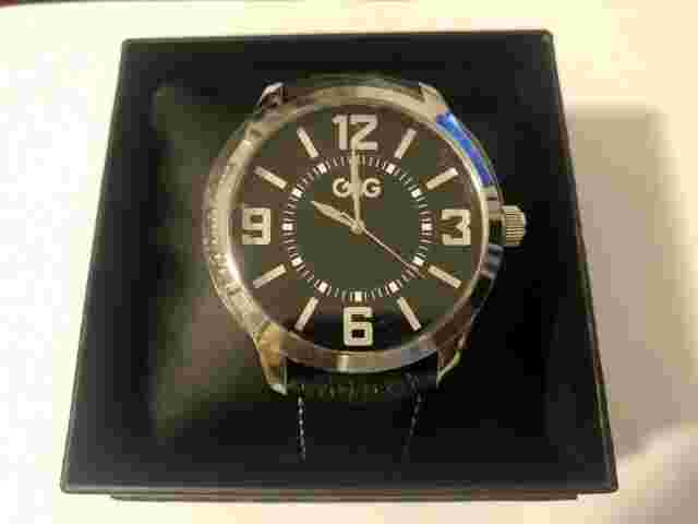 GUESS by GBG Los Angeles MEN'S LEATHER BELT BLACK WATCH