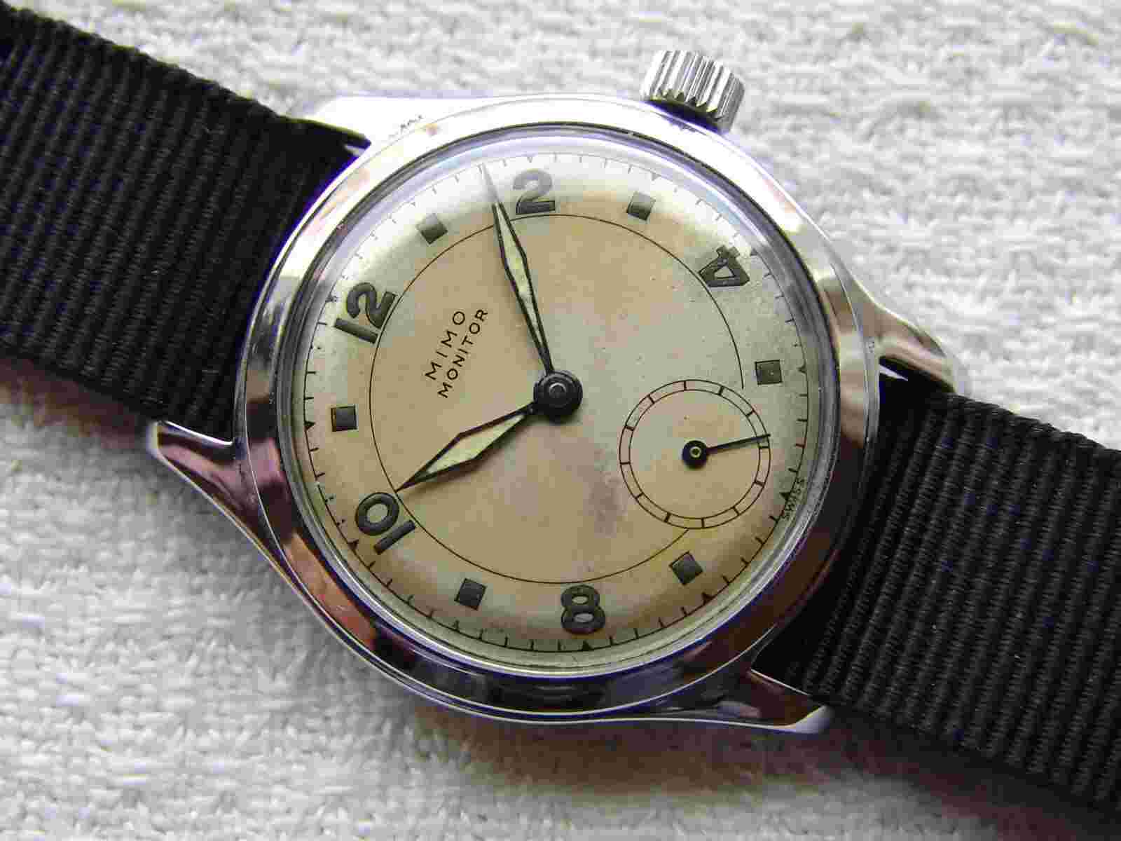 MEN'S WWII ERA vintage MIMO MONITOR Otto Graef MILITARY WATCH good condition