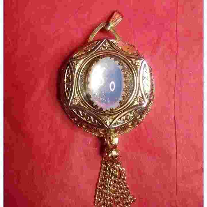 Vintage Woldman Swiss Made Pendant Watch with Gorgeous White Oval Stone NO TICK