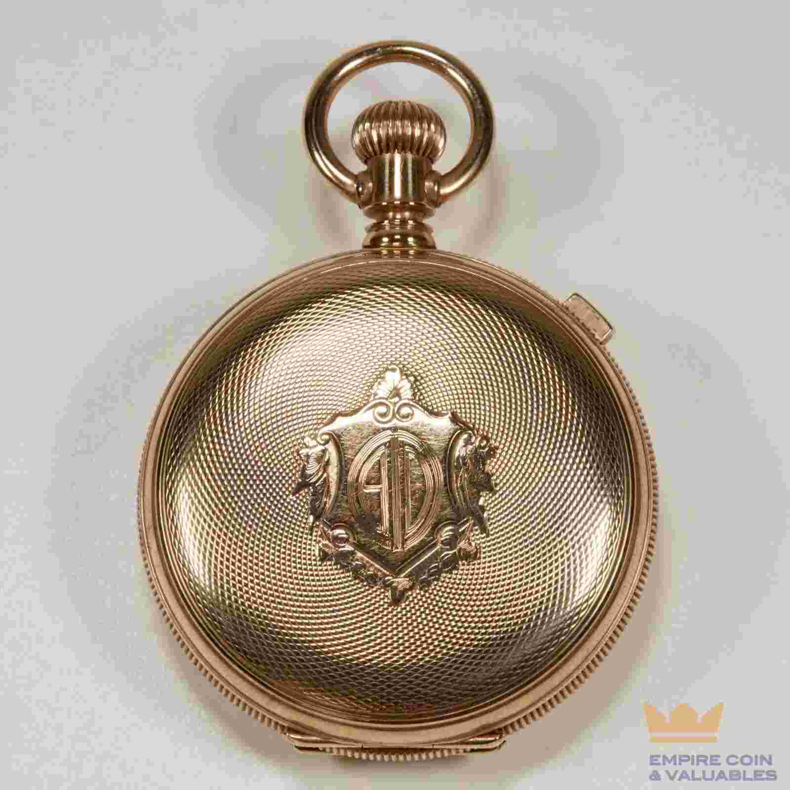 Waltham A.W. Co.  1884 HILLSIDE 13j 14s 14k Gold Double Hunter Case Pocket Watch