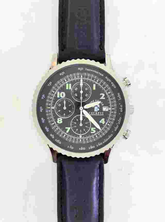 CHRONOGRAPH WATCH, TIME FORCE 8453 COCKPIT, LEATHER BRACELET, 5 ATM