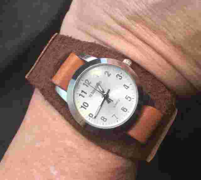 Ladies No Boundaries Quartz Watch With Brown One Piece Faux Leather Band Works