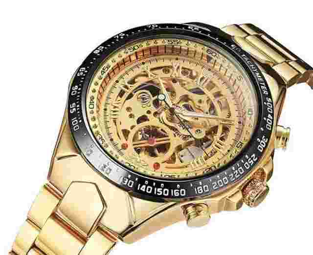 WINNER Men's Automatic Self wind Mechanical Stainless Steel Skeleton Watch UK