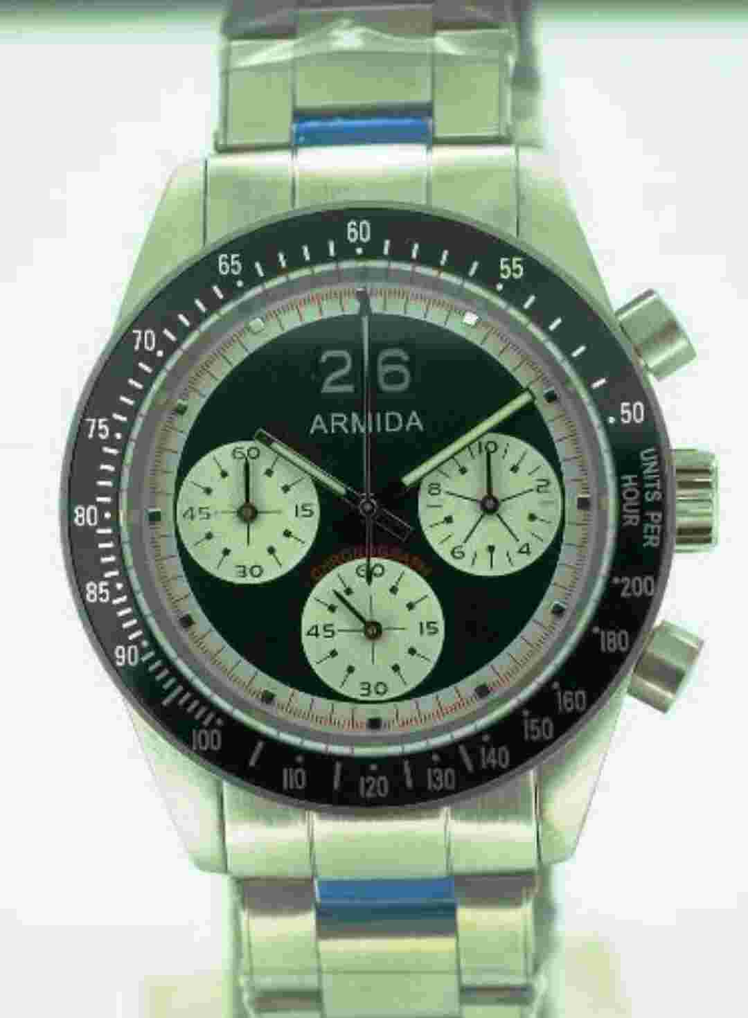 Armida A10 black bezel Chronograph watch  Shipped from USA