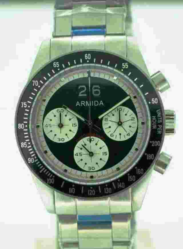 Armida A10 black bezel Chronograph watch  Shipped from USA