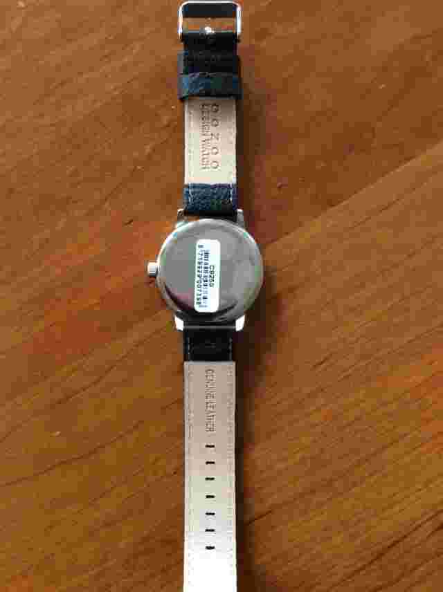 Oozoo chronograph watch Genuine Black Leather Strap - Water Resistant Nickel
