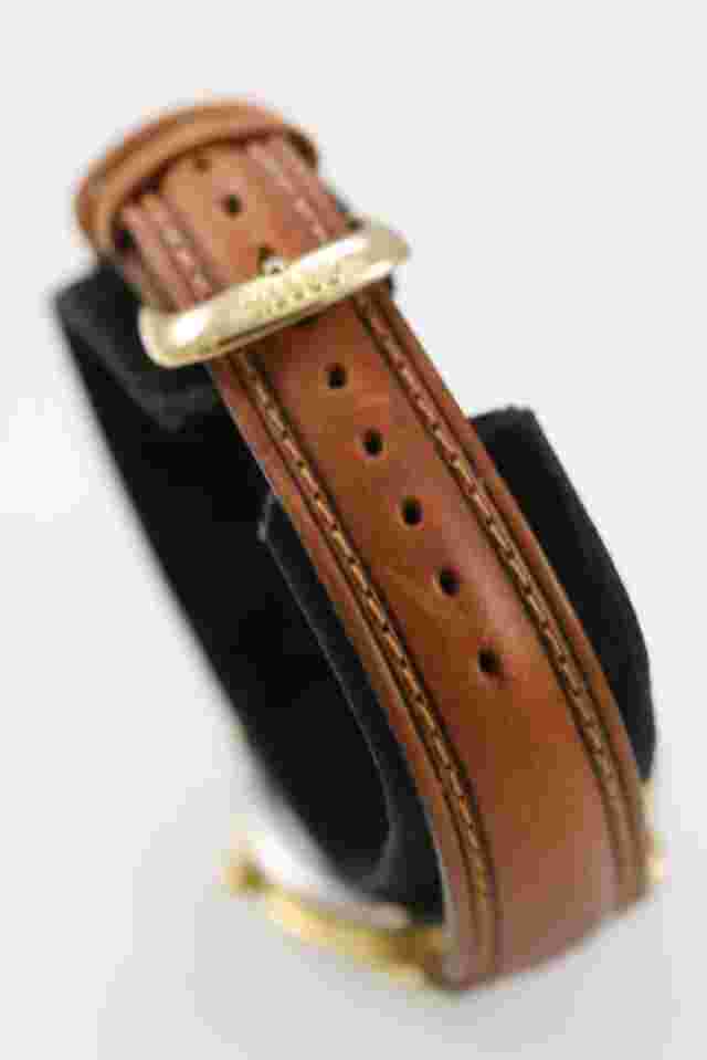 Futura Men Watch Stainless Steel Gold WR Brown Leather Battery Iridescent Quartz