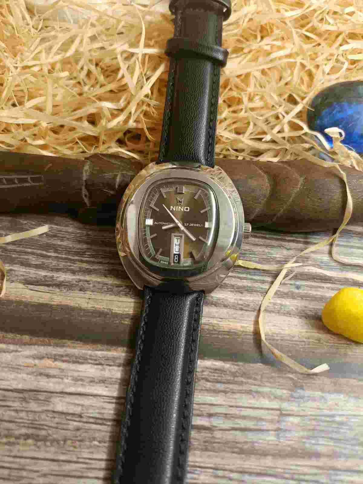 AUTHENTIC NINO AUTOMATIC 17 JEWELS 6 HOUR DAY DATE SWISS MEN'S MINT N-24 VINTAGE