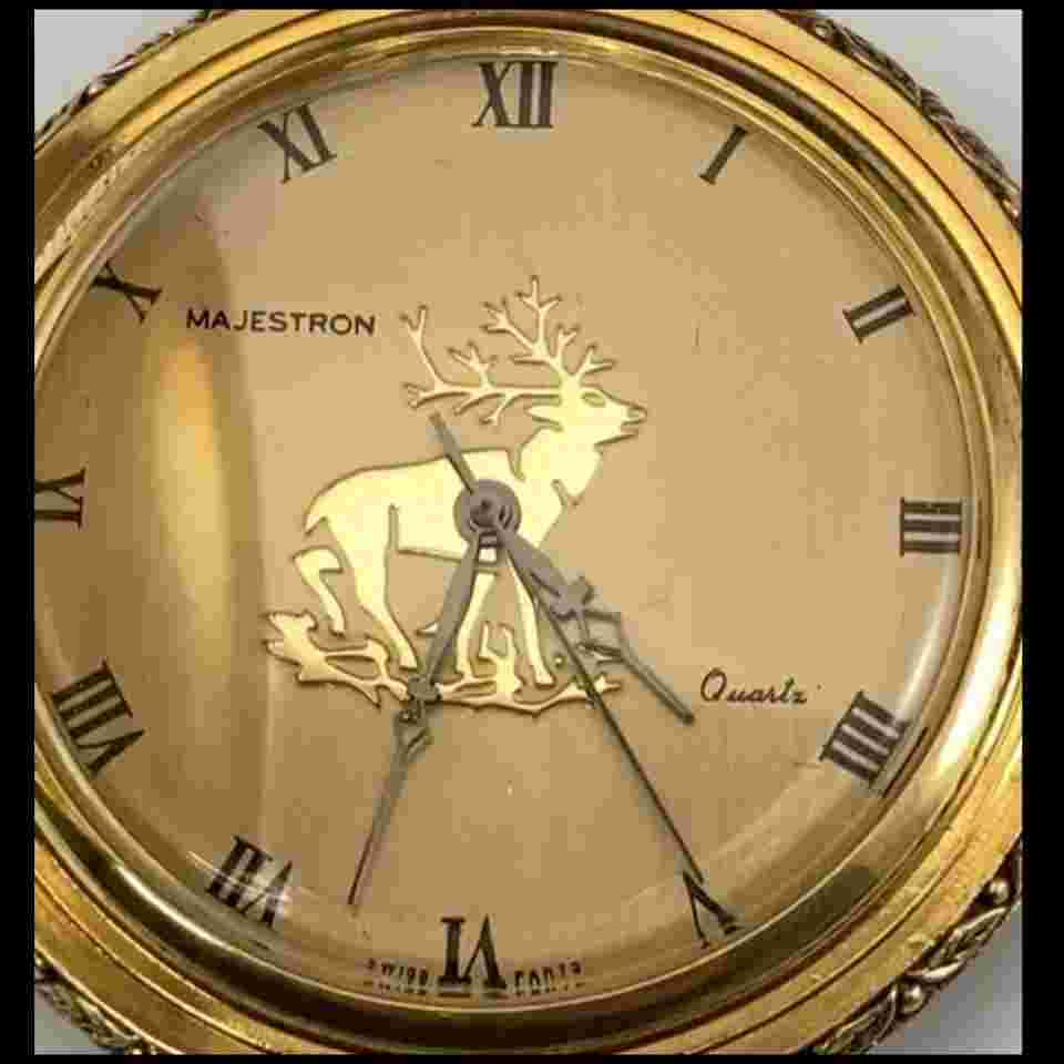 Majestron Two Tone Quartz Pocket Watch with Attached Pocket Knife