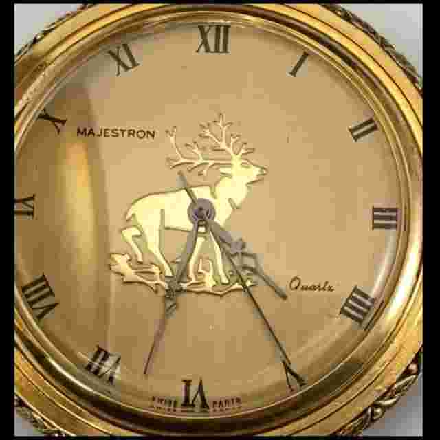 Majestron Two Tone Quartz Pocket Watch with Attached Pocket Knife