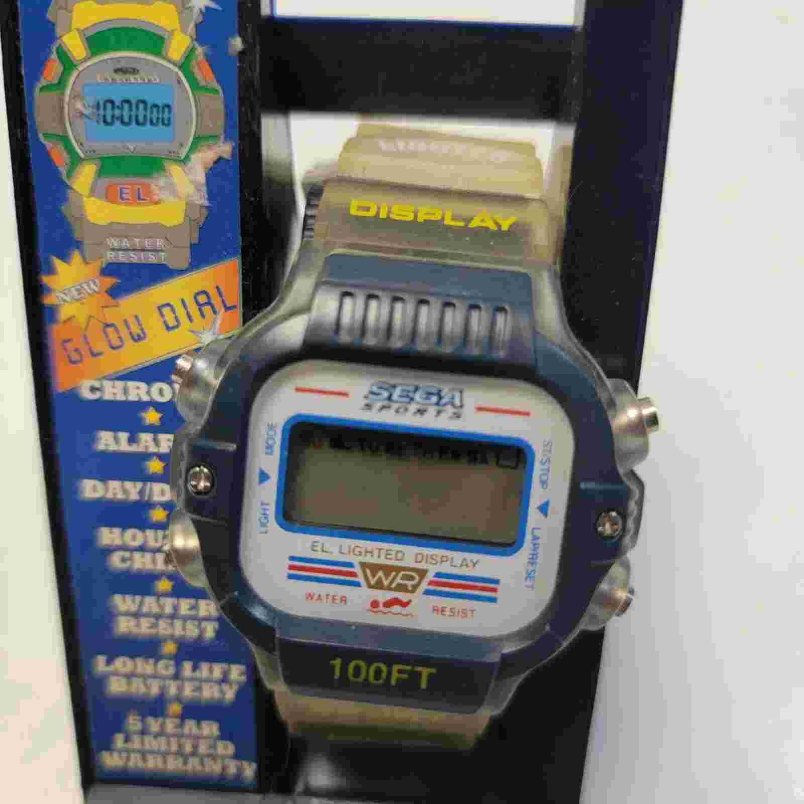 VINTAGE SEGA SPORTS GLOW DIAL WRIST WATCH NEW OLD STOCK NOS GENESIS GLOW DIAL