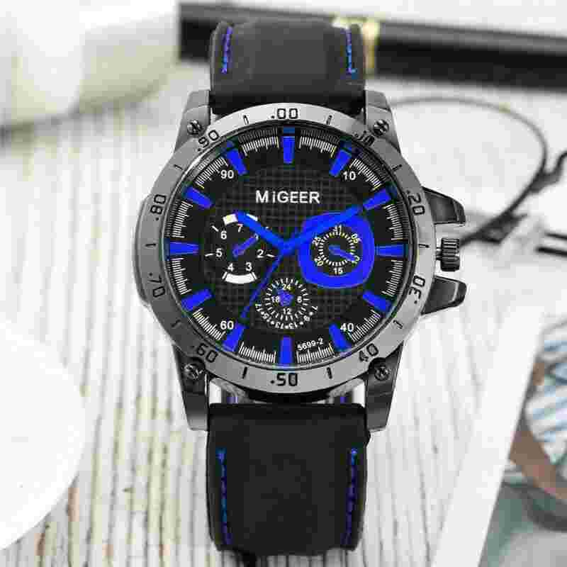 MIGEER Casual Watch Men's Sport Military Quartz Wristwatch Silicone Bracelet