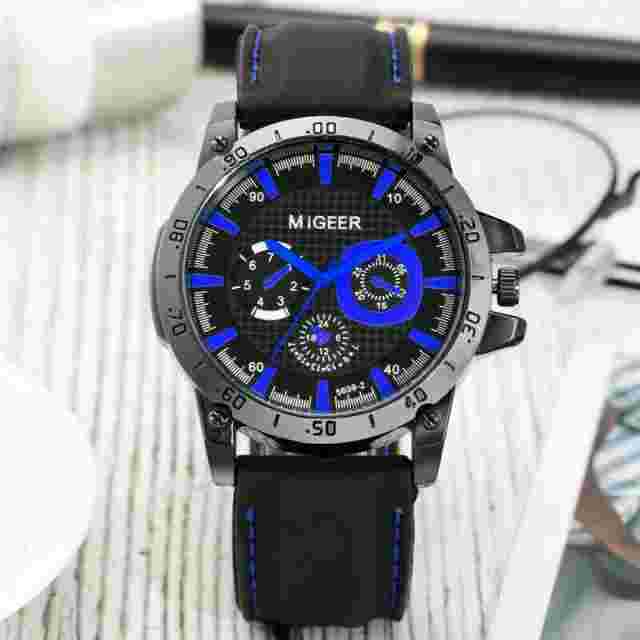 MIGEER Casual Watch Men's Sport Military Quartz Wristwatch Silicone Bracelet