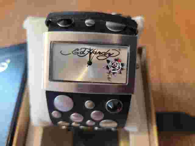 Ed Hardy LC-BR Womens Love Child Black Leather Band NEEDES NEW BATTERY