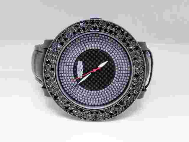 Mens Khronos Iced Black Simulated Lab Diamond Wrist Watch