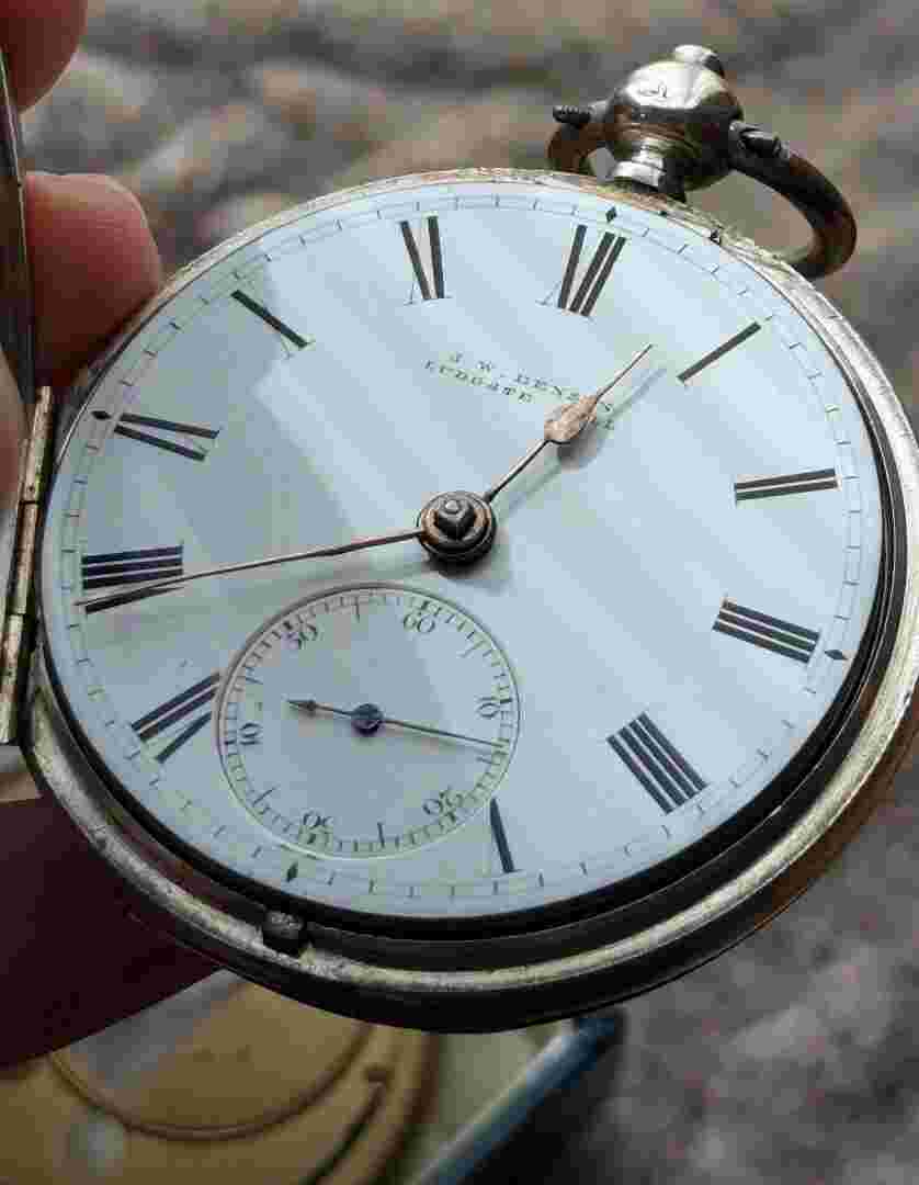 J.W.Benson 1874 15 Jewels Silver Pocket Watch Accessories: Key W/Box F/S Japan