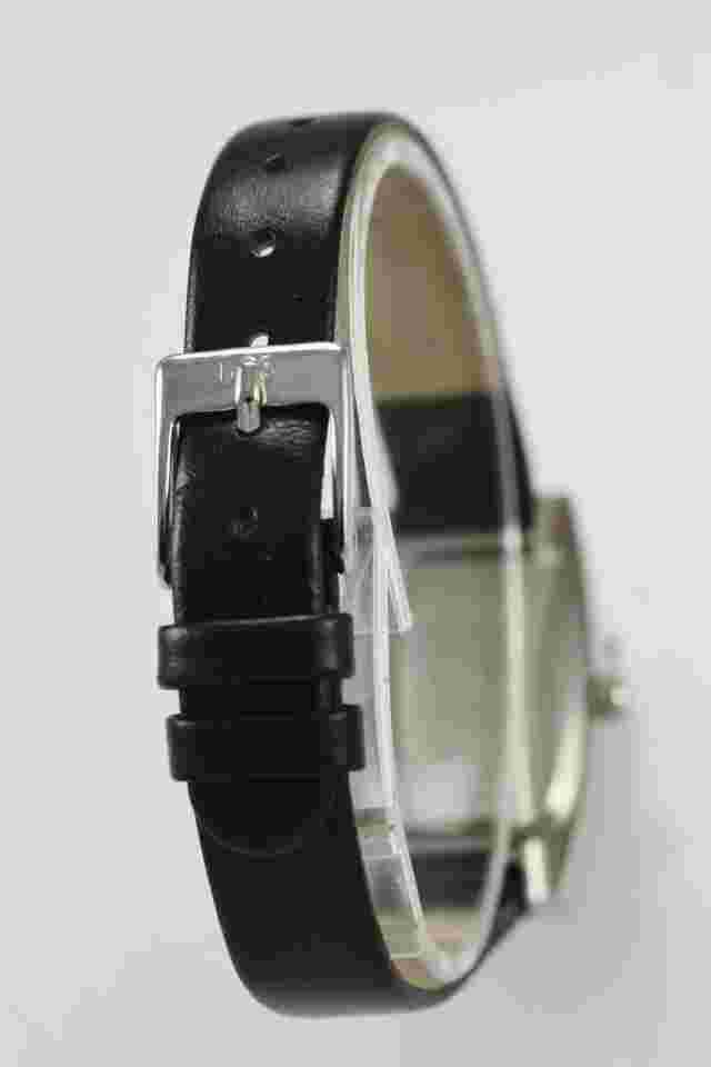 Lexington Women Watch White Stainless Silver Black Leather Water Res Batt Quartz