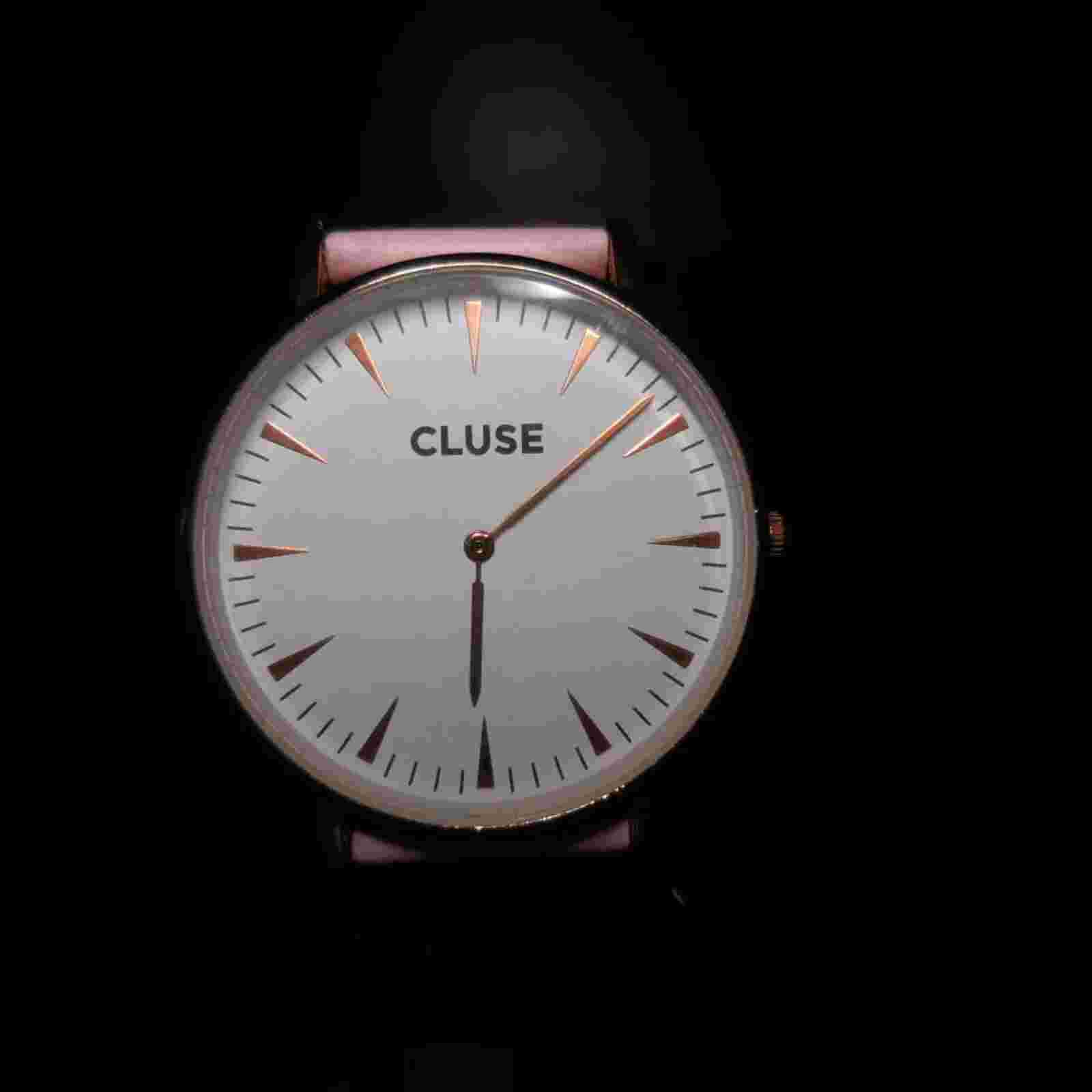 N24.383 Cluse Watch Leather Beige Pink Dial Metal Gold Plated Hands