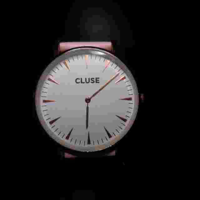 N24.383 Cluse Watch Leather Beige Pink Dial Metal Gold Plated Hands