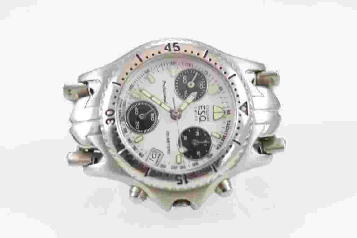 ESQ Women Watch Stainless Steel Chron Date 100m White NON WORKING PART Quartz