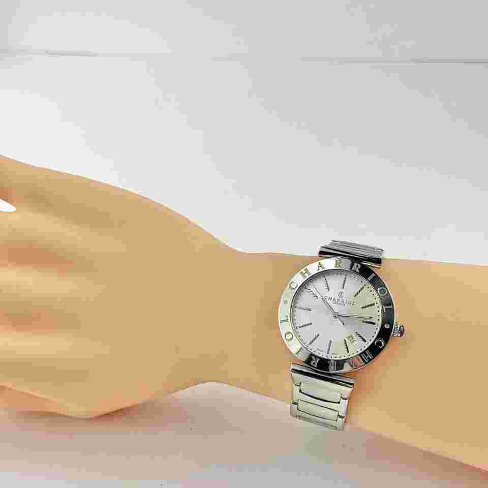 Philippe Charriol Men's Watch Silver Date Luxury Battery Cleaned