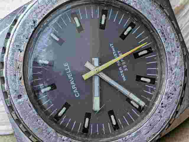 Vintage 1976 Bulova Caravelle N6 Stealth Diver w/Gray Dial,Patina,All SS Case