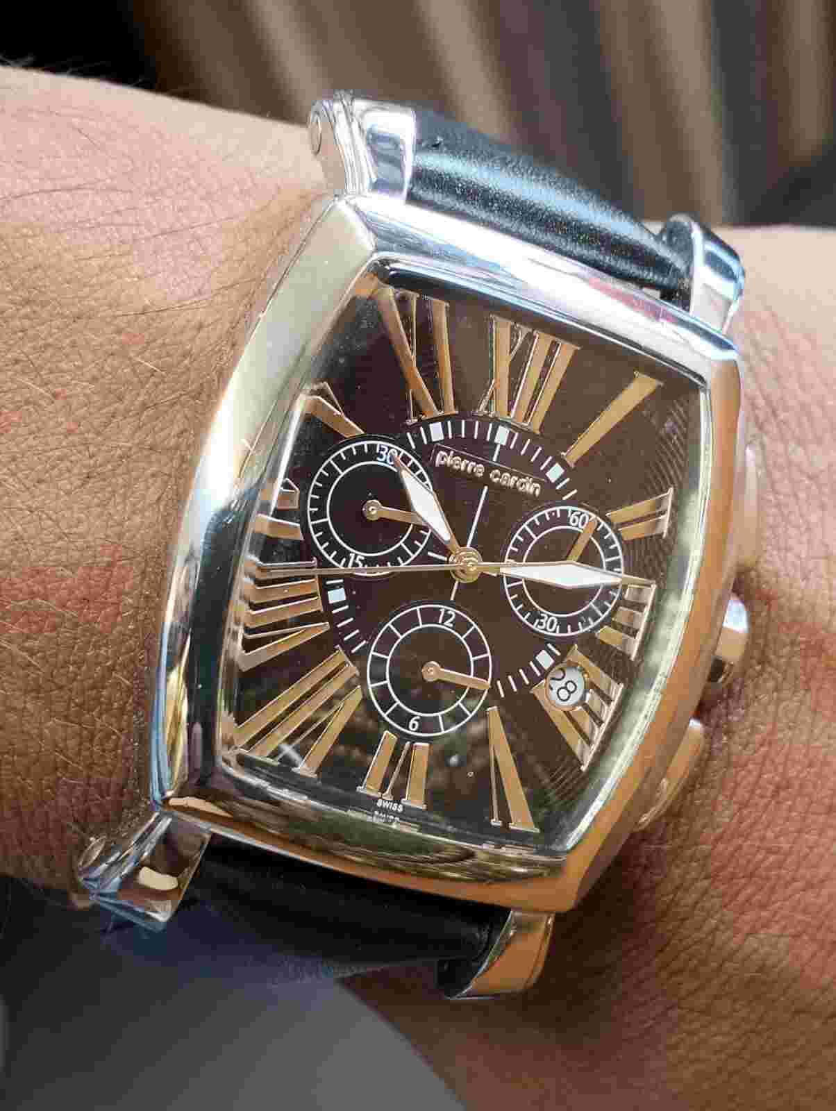 PIERRE CARDIN CHRONOGRAPH QUARTZ BLACK DIAL 10023-1 SWISS MEN'S FULL WORKING VTG