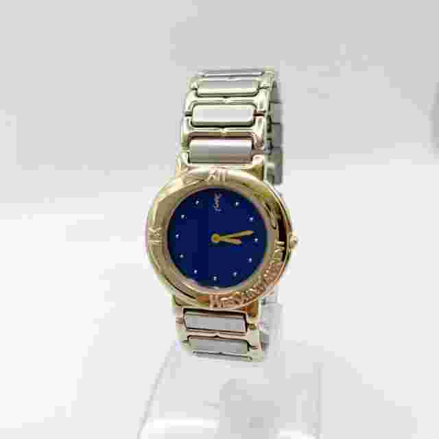 YVES SAINT LAURENT Men's Blue Dial Quartz Watch 30mm Gold Silver Combination