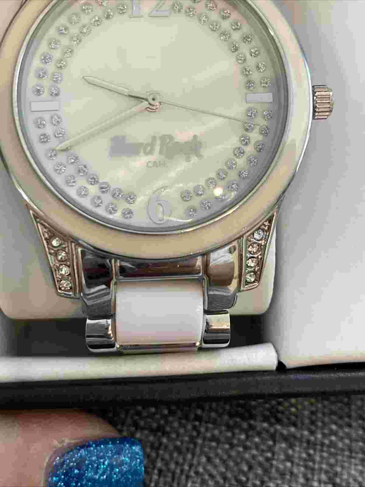 Hard Rock Cafe Ladies Watch QA White New In Box Needs Battery