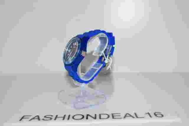 New Oozoo Authentic Blue Silicione Silver 43mm Medium Watch