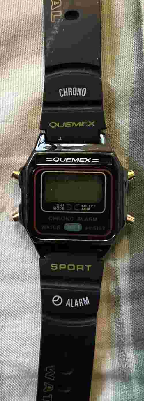 Vintage Quemex Digital Sport Chrono Watch Water Resistant