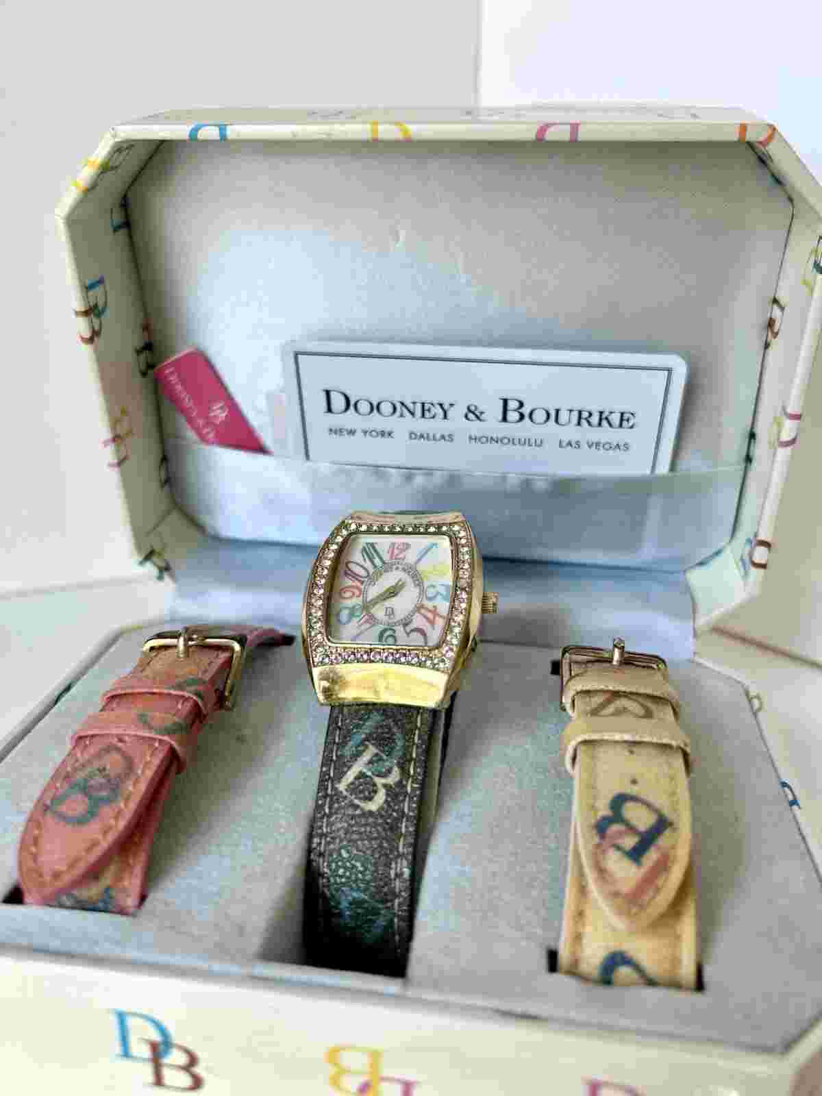 Dooney and Bourke 3 Way Watch Full Set - Vintage W/ Box & Warranty Card - Y2K