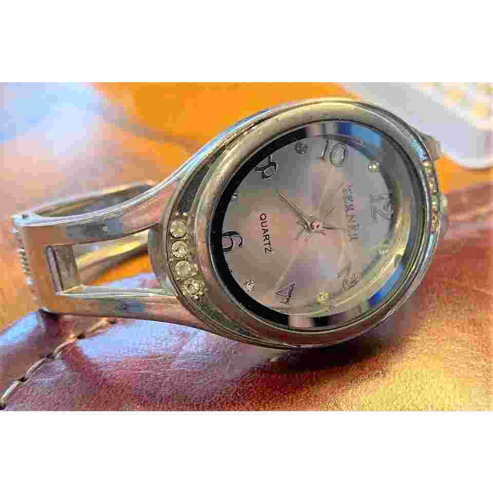 Ladies Terner Silver Tone Bangle Bracelet Quartz Watch, Nickel free