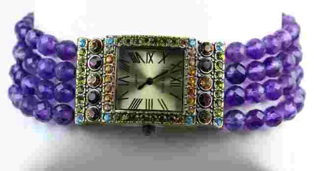Heidi Daus Amethyst & Swarovski Crystals Watch
