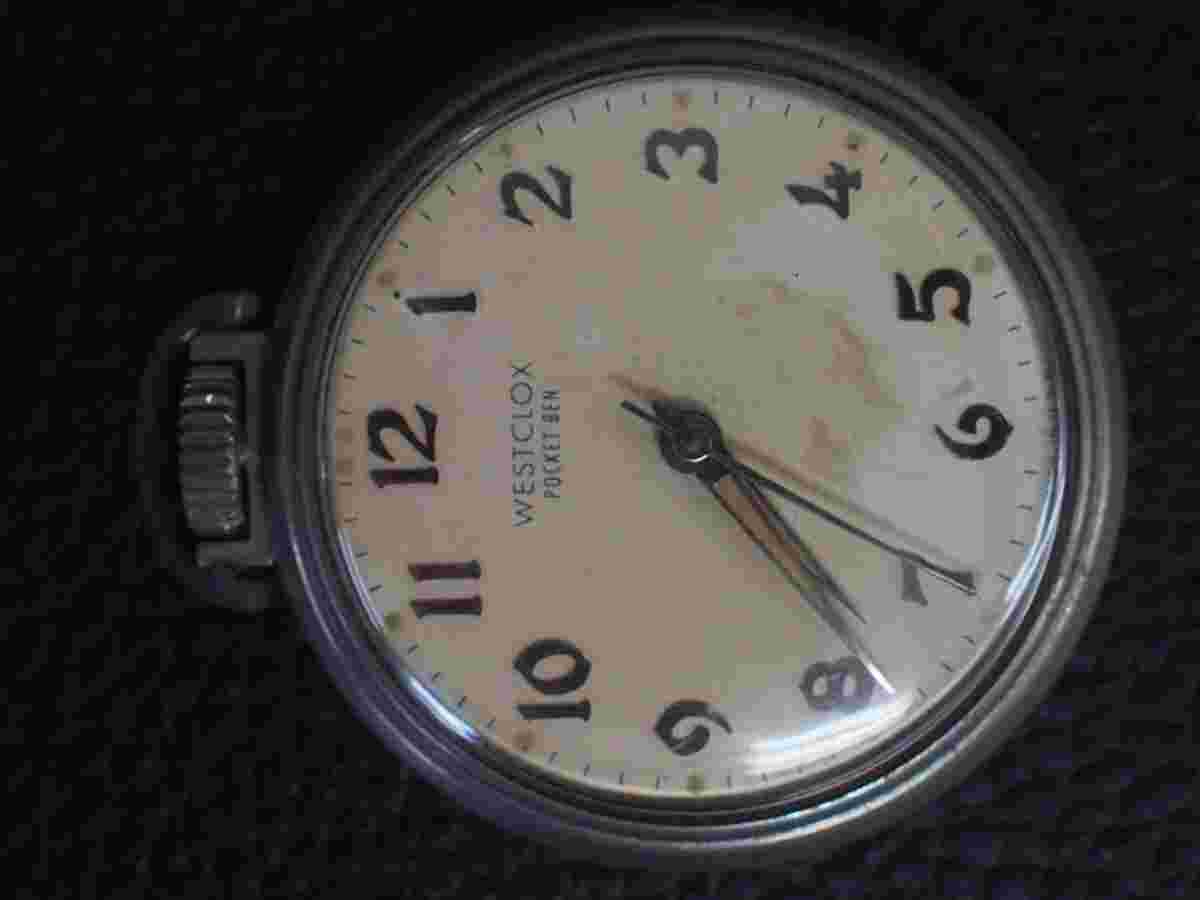 Vintage WESTCLOX POCKT BEN Applied Manual Winding Open Face Pocket Watch(Junk)