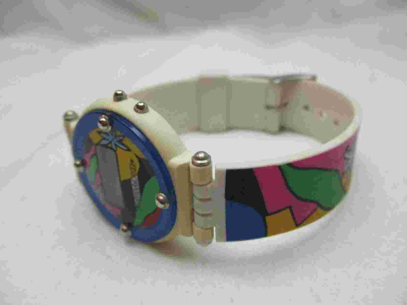 Jordache Digital Wristwatch Colorful Geometric Buckle Band Modern Stylish