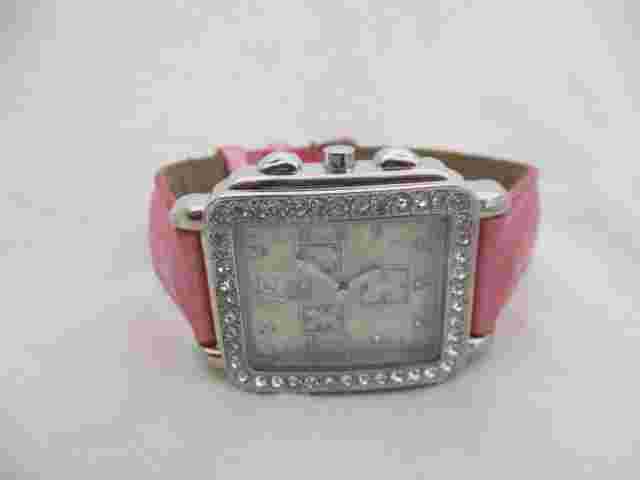 NY & Co Women's Pink Snakeskin Animal Print Buckle Band Watch
