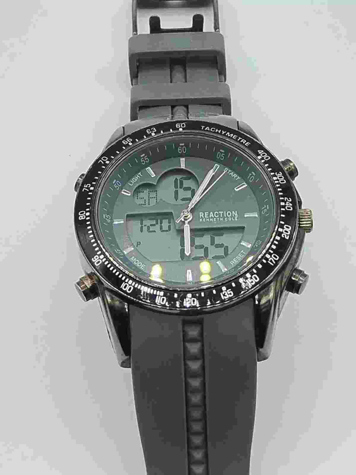 Kenneth Cole Reaction Mens Grey Dial Grey Strap Watch SR626SW 10030991 45mm