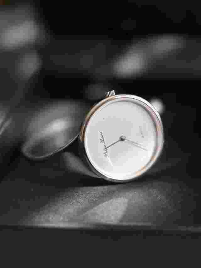 Ladies Philippe Pechard Silver Tone Modern Cuff Bracelet Analog Watch