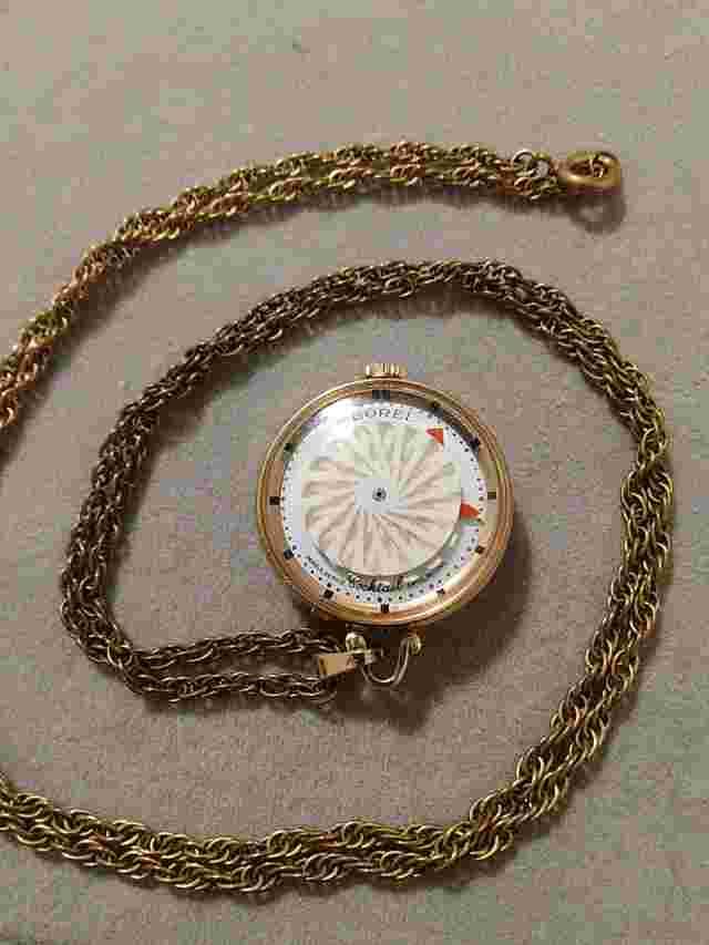 Borel Cocktail Wind Up Watch Pendant 17 Jewel Gold Plate Swiss