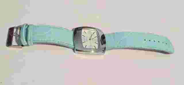 BIJOU LADIES WATCH New Battery stainless steel SQUARE Case  blue
