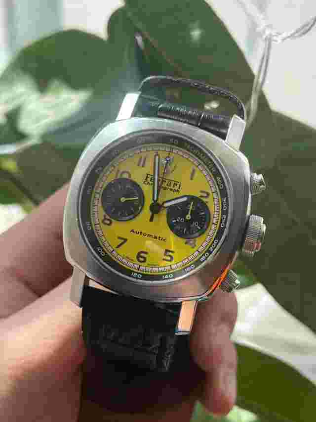 Panerai Ferrari Yellow Men's Leather Strap Watch - FER00011