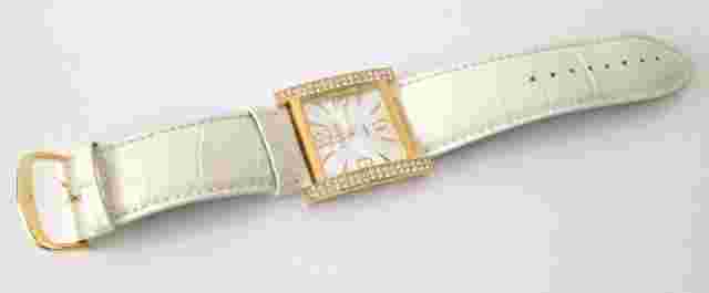 1990's JOAN RIVERS Classic Collection Genuine Leather Rhinestones Watch W/Box