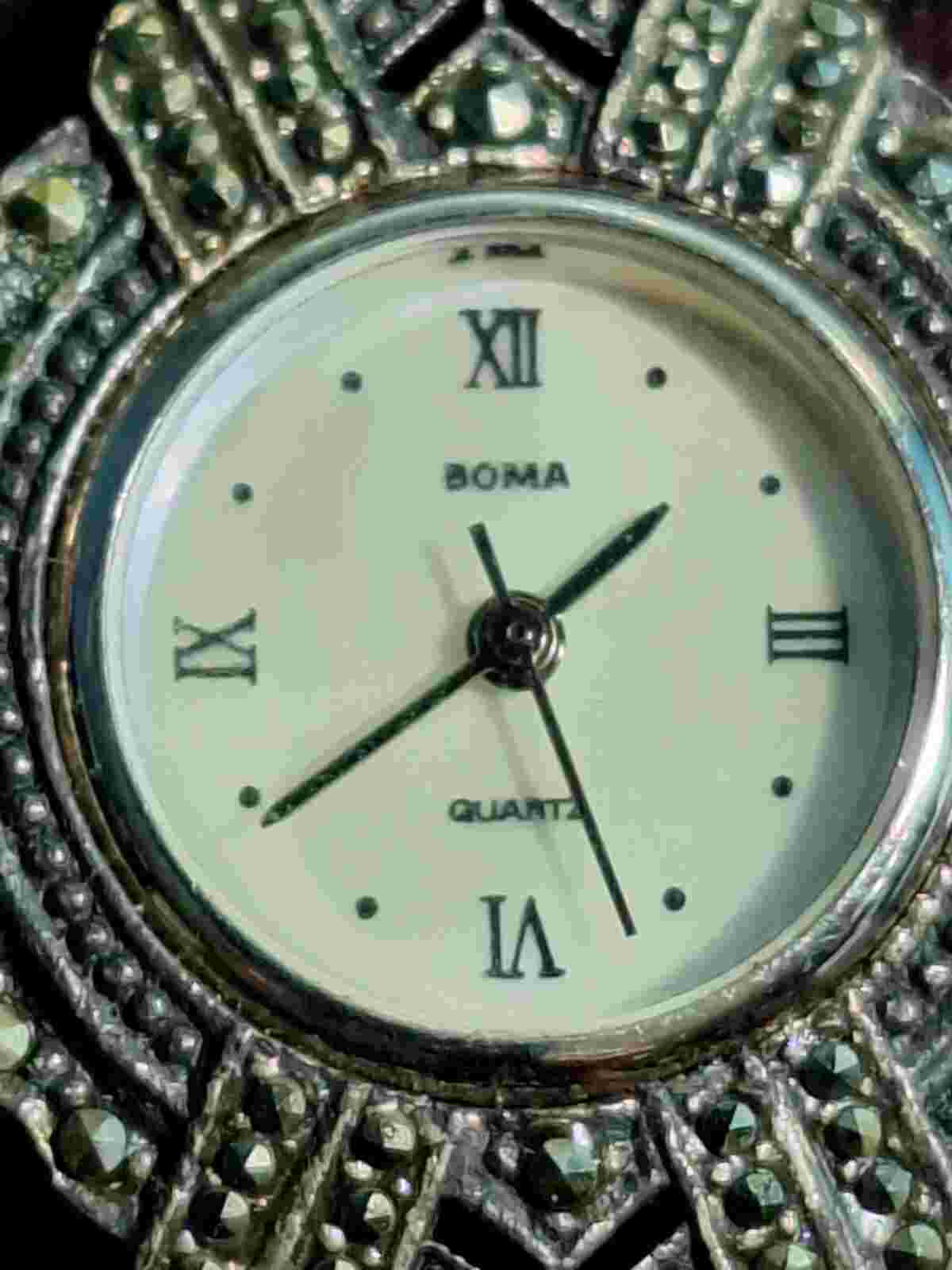 Beautiful Boma 925 Sterling Silver Quartz Ladies Wristwatch Watch Needs Battery