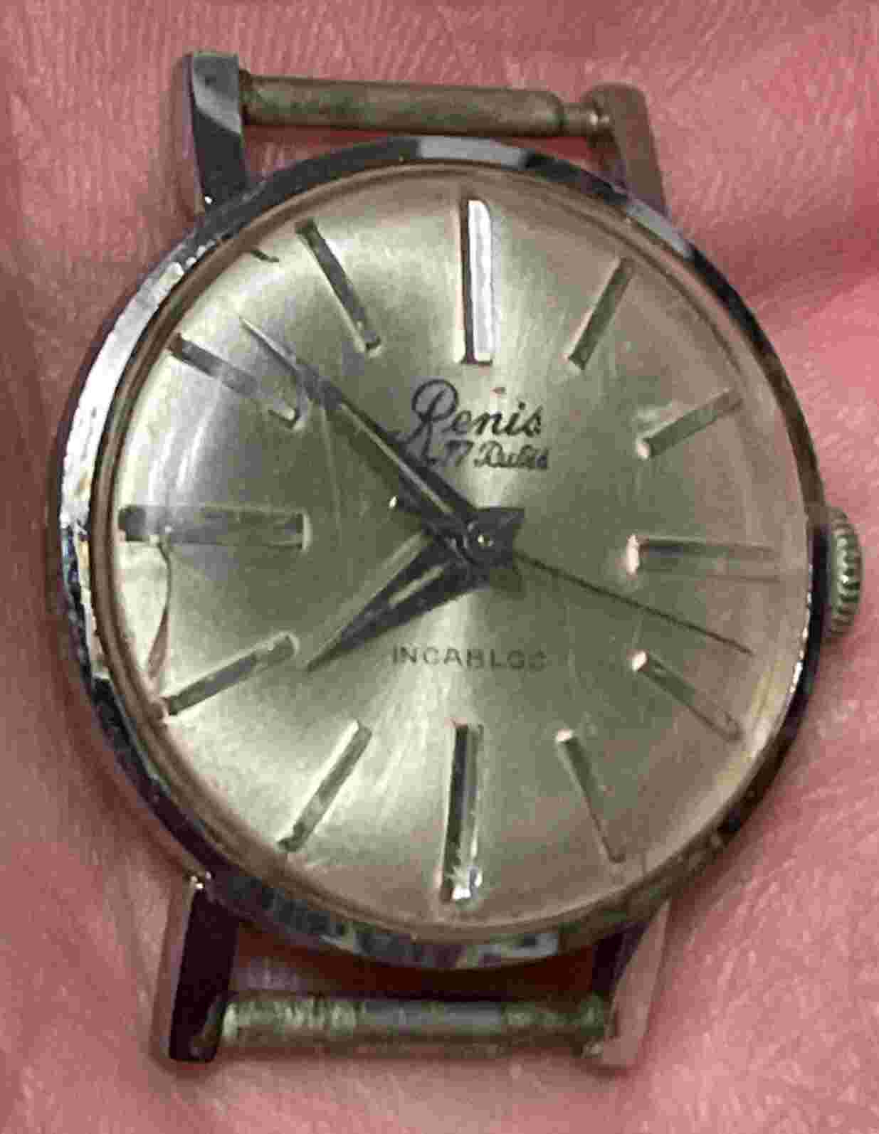 Vintage Renis 17 Jewels Incabloc Wristwatch Without Strap Running