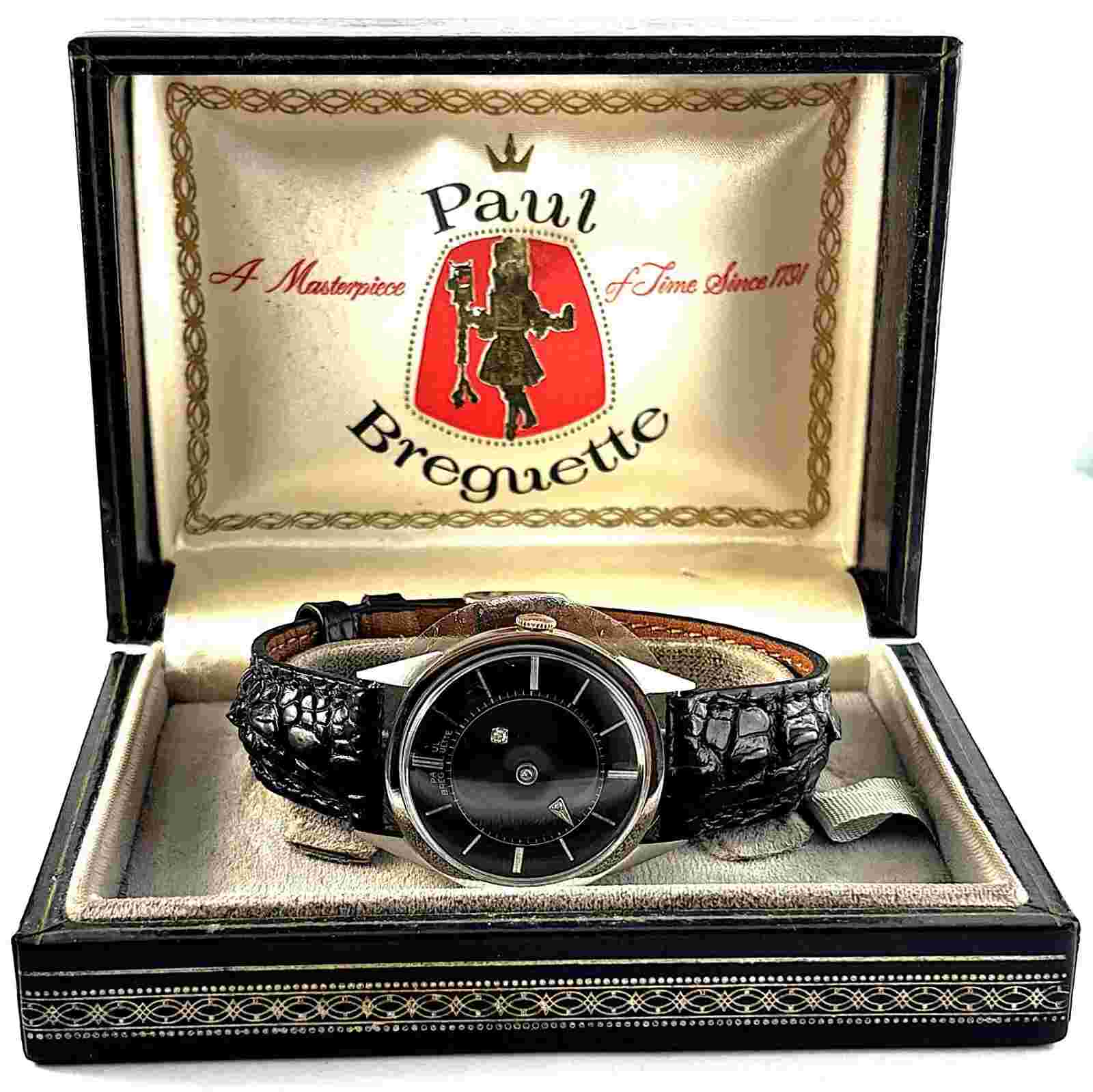 Vintage Ebel Paul Breguette  14k White Gold Diamond Mystery Dial Mens Watch 1955