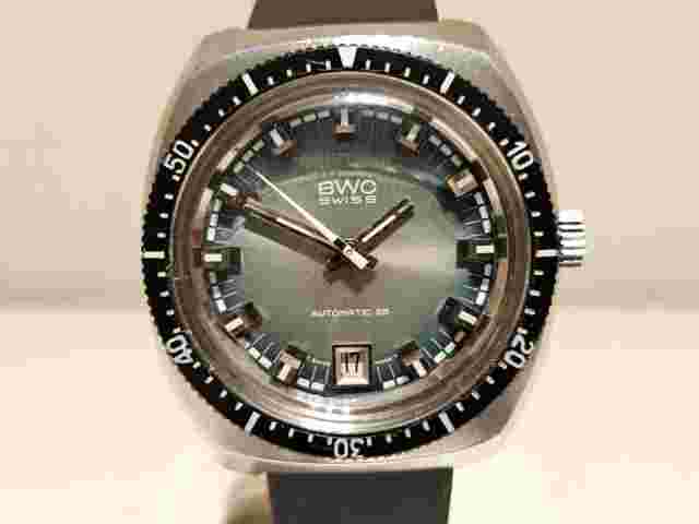 VINTAGE RARE COLLECTIBLE DIVER STYLE MEN'S SWISS AUTOMATIC WATCH "BWC" 25 J
