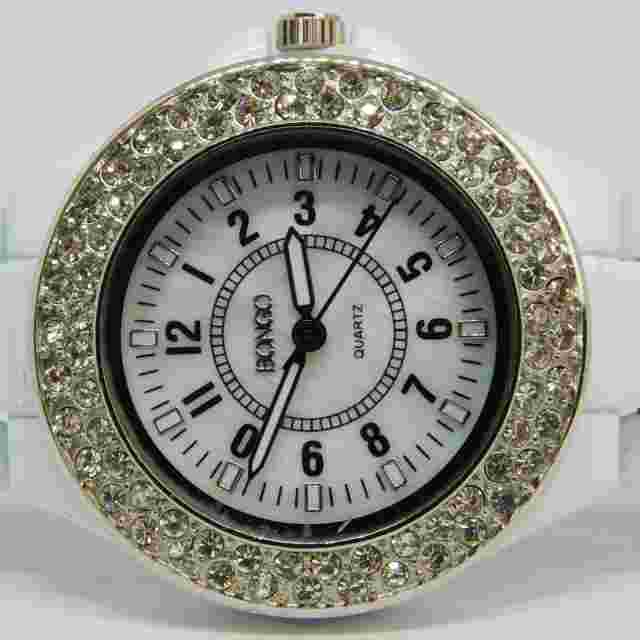 Bongo BG147 White Tone Quartz Analog Women's Watch Sz. 6 1/2" New Battery